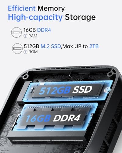 ACEMAGIC Black Vista V1 N97 Mini PC,16GB DDR4 RAM 512GB SSD Mini Computers, 12th Gen N97(Beat N100/N95, up to 3.6GHz) 4K Dual Display/WiFi for Home/Office,Win 11 Pro Small Desktop Computer