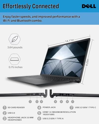 Dell Inspiron 15 3530 Business Laptop, Microsoft Office Lifetime License & Windows 11 Pro, 15.6" FHD Touchscreen, Intel 10-Core i7-1355U, 64 GB RAM, 2 TB SSD, Intel Iris Xe Graphics, 1080P Webcam