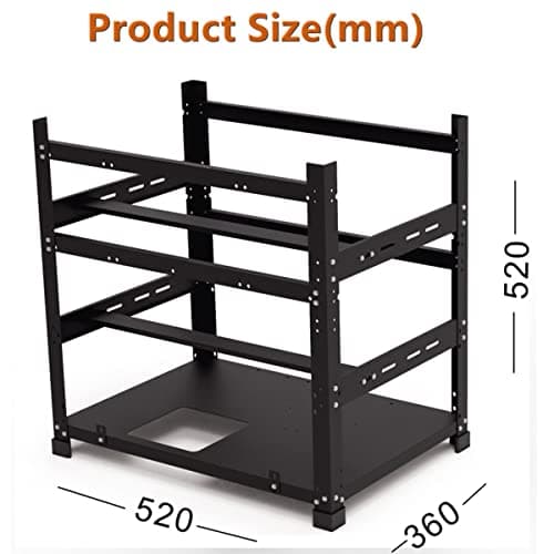 Mining Rig Frame for 12GPU, Steel Open Air Miner Mining Frame Rig Case, Support to Dual Power Supply for Crypto Coin Currency Bitcoin ETH ETC ZEC Mining Tools - Frame Only, Fans & GPU is not Included