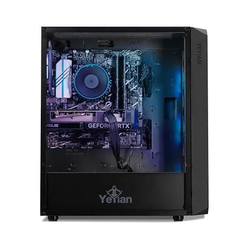 YEYIAN Tanto Pre Built Gaming PC Desktop Computers – Intel Core i5 12400F 4.4 GHz, RTX 4060, 1TB NVME SSD, 16GB DDR4 RAM 3200, 650W Gold PSU, Windows 11 Home 64-bit,for Streaming VR Ready Desktops