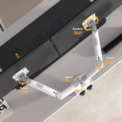 NB North Bayou Dual Monitor Desk Mount Stand Full Motion Swivel Computer Monitor Arm for Two Screens 17-27 Inch with 4.4~19.8lbs Load Capacity for Each Display F160-W