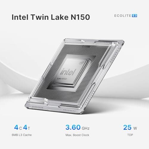 Mini PC E3, Intel Twin Lake N150 Mini Computers 16GB DDR4 RAM, 512GB NVMe SSD, 4K Triple Display, Dual HDMI, USB-C, 2.5G RJ45 Ethernet, Wi-Fi 5/BT5.0