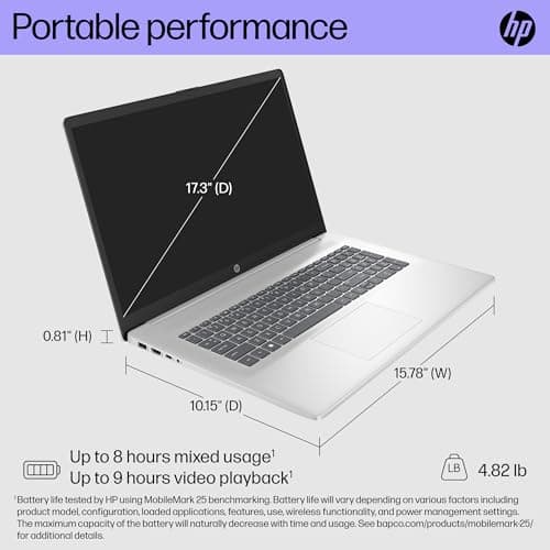HP 17.3" Touchscreen Laptop Computer, 64GB RAM 2.5TB Storage (2TB SSD+512GB Docking Station Set), 6-Cores AMD Ryzen 5, Windows 11 Pro with Microsoft Office Home & Business Included, PLUSERA Earphones