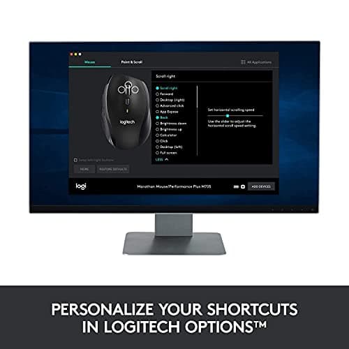 Logitech M705 Wireless Marathon Mouse for PC - Long 3 Year Battery Life, Ergonomic Shape with Hyper-Fast Scrolling and USB Unifying Receiver for Computer and Laptop - Black (Renewed)
