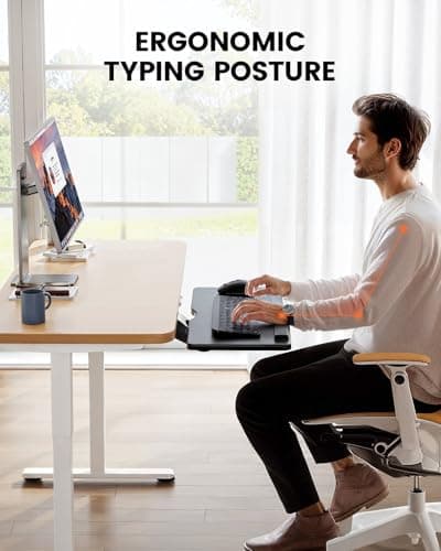 ErGear Keyboard Tray Under Desk, Height Adjustable Mouse & Keyboard Tray with Swivel & Tilt, Ergonomic Sliding KeyboardTray Slide Out for Typing, Black, 25"W x 9.8"D