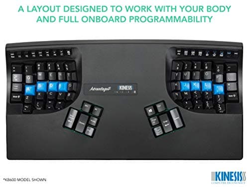 Kinesis Advantage2 Ergonomic Keyboard (KB600), Black top case, Cherry MX Brown Switches, QWERTY keycaps