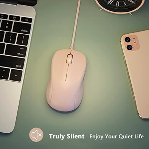 CORN USB Silent Wired Computer Mouse with Easy Click for Office and Home, 1200DPI, Premium and Portable, Compatible with Windows PC, Laptop, Desktop, Notebook (Pink)