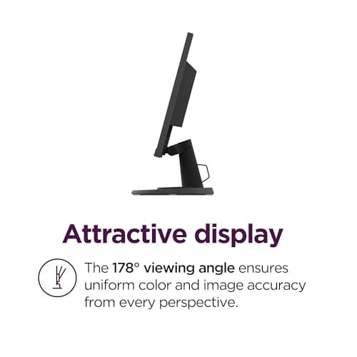 Lenovo D24-40 Monitor, 23.8" FHD Display, Tilt Stand, HDMI and VGA Ports, 75Hz Refresh Rate, AMD FreeSync, 250 nits, Raven Black