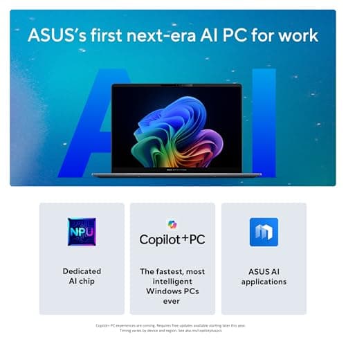 ASUS ExpertBook P5 Copilot+ PC AI Laptop, Intel® Core™ 7 Processor 258V, 32GB RAM, 1TB SSD, WiFi 6E, Windows 11 Home, Misty Grey, P5405CSA-DH76