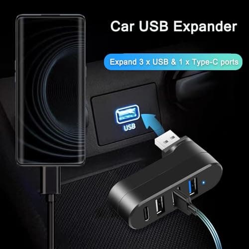 VIENON 4-Port USB 3.0 Hub [90°/180° Degree Rotatable], USB Splitter with 3 USB-A Ports & 1 USB C Power/Data Port, USB Extender for Laptop, Car, iMac, MacBook Air, MacBook Pro, and More