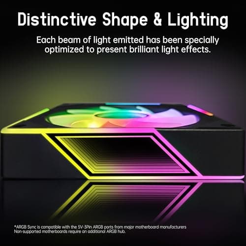 120mm ARGB Computer Case Fan, 4 Pin PWM, Silent Computer Cooler with Infinity Mirror 1550RPM (3 Pack, Black,120mm)