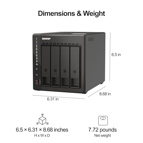 QNAP TS-453E-8G-US 4 Bay High-Performance Desktop NAS with Intel Celeron Quad-core Processor, 8 GB DDR4 RAM and Dual 2.5GbE (2.5G/1G/100M) Network Connectivity (Diskless)