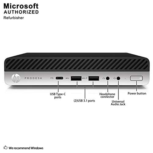 HP ProDesk 600 G3 Mini PC Desktop Intel Core i5-6500T (Quad Core) 16GB RAM 256GB PCIe Solid State Drive USB-C Windows 10 Professional (Renewed)