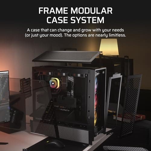 CORSAIR 4000D RS ARGB Frame Modular Mid-Tower ATX PC Case – High Airflow, 3X Pre-Installed RS ARGB Fans, InfiniRail™ Fan Mounting System, ASUS BTF, MSI Project Zero, Gigabyte Project Stealth – Black