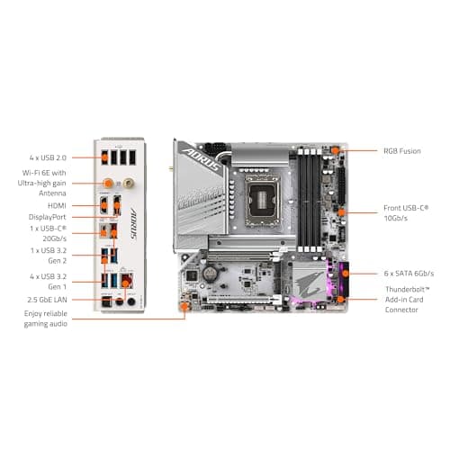 GIGABYTE Z790M AORUS Elite AX ICE LGA 1700 Intel Z790 M-ATX Motherboard with DDR5, Triple M.2, PCIe 5.0, USB 3.2 Gen2X2 Type-C, Intel Wi-Fi 6E, 2.5GbE LAN, Q-Flash Plus, EZ-Latch Plus