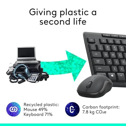 Logitech MK295 Wireless Mouse & Keyboard Combo with SilentTouch Technology, Full Numpad, Advanced Optical Tracking, Lag-Free Wireless, 90% Less Noise - Graphite