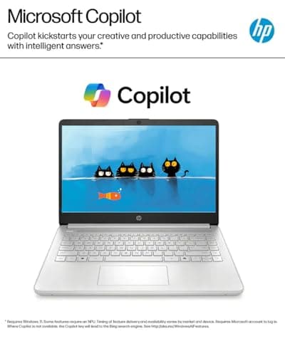 HP Business Student Laptop Computer - Windows 11 Pro & Microsoft Office Lifetime | 14 inch HD | AI-Powered, 12 Hr Batter N-Serious Laptop| 16GB RAM, 128GB UFS, 256GB Extend Micro SD | Silver