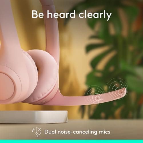 Logitech Zone 300 Wireless Bluetooth Headset with Noise-Canceling Microphone, Compatible with Windows, Mac, Chrome, Linux, iOS, iPadOS, Android – Rose (Renewed)