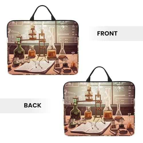 Chemistry Lab Laptop Case Sleeve 14 inch Shockproof Protective Notebook Case Travel Laptop Bag with Handle Waterproof Computer Cover Briefcase Handbags for Men Women