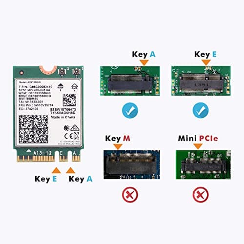 WiFi 6E AX210 NGW Wireless Card M.2 2230/NGFF WiFi 6E Laptop Module with Bluetooth 5.3, 5400Mbps Tri-Band AX210 WiFi Chip Adapter, MU-MIMO, Ultra-Low Latency, Supports Windows 11/10 (64bit)