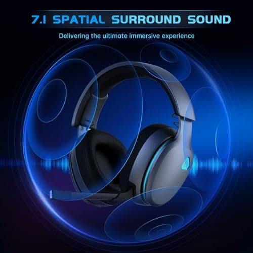 2.4GHz Wireless Gaming Headset for PS5, PS4 Fortnite & Call of Duty/FPS Gamers, PC, Nintendo Switch, 7.1 Surround Sound, Bluetooth 5.3 Gaming Headphones with ENC Mic, 40+Hr Battery - Space Gray