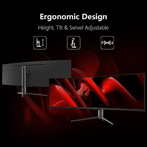 INNOCN 49" Curved Monitor Ultrawide Gaming 120Hz 32:9 QHD 5120 x 1440P Computer Monitor, R1800, 99% sRGB, HDR400, USB Type C, DisplayPort, HDMI, Built-in Speakers, Height/Tilt Adjustable - 49C1R