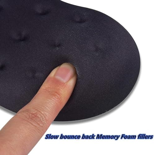 BRILA Ergonomic Memory Foam Mouse Wrist Rest Support Pad Cushion for Computer, Laptop, Office Work, PC Gaming - Massage Holes Design - Wrist Pain Relief (Black Mouse Wrist Rest)