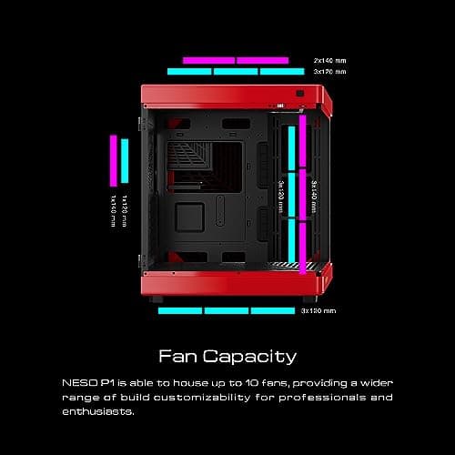 GAMDIAS RGB Tempered Glass Gaming Computer PC Case, 2-Way Standing w/Vertical & Horizontal Orientaton & One-Touch Open, Support up to 420mm AIO, Huge Cable Management & Excellent Airflow NESO P1 BR