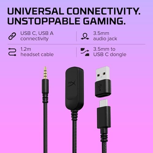HyperX Cloud III – Wired Gaming Headset, PC, PS5, Xbox Series X|S, Angled 53mm Drivers, DTS Spatial Audio, Memory Foam, Durable Frame, Ultra-Clear 10mm Mic, USB-C, USB-A, 3.5mm – Black