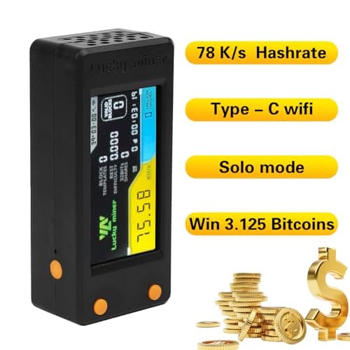Bitcoins Miner Lotto Mining Device 78K/S 2.4G WiFi/Hotspot SHA-256 Asic Chip BM1366 Portable LV02 Micro Silent Cryptocurrency Home Use BTC Miner Machine Solo Miner