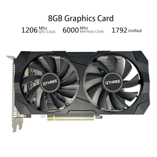 QTHREE Radeon RX 560 XT 8GB GDDR5 Graphics Card,1792SP,128 Bits,DVI,HDMI,DP,Gaming Video Card for PC,Computer GPU,PCI Express x16 3.0