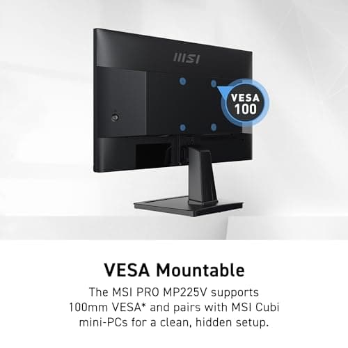 msi PRO MP225V,22-inch VA 1920 x 1080 (FHD) Computer Monitor, 100Hz, Adaptive-Synch, HDMI, Video Port, VESA Mountable, Tilt, 1ms, Black