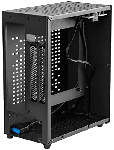 Aluminum Mini ITX Case with PCIe 3.0 Riser, JOYJOM Mini PC Case, SFF Small Form Factor PC Case, TX Computer Gaming Case Supports GPU Graphics Card (Black)