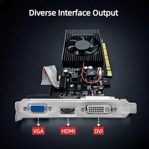 XUANMO NVIDIA GeForce 2.0 GT610 Low Profile PC 2GB Graphics Card 64bit 810MHZ, 2560x1600 PC Video Card, PCI Express 2.0, DVI VGA HDMI Video Gaming Graphics Card
