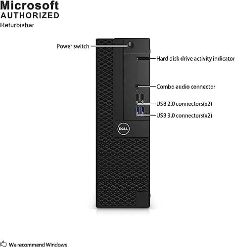 Dell Optiplex 3050 SFF Desktop Computer PC, Intel Quad Core i5-6500 up to 3.6GHz, 16GB DDR4, 256GB SSD, WiFi, 4K Support, DP, HDMI,Windows 10 Pro 64 Bit English/Spanish/French(Renewed)