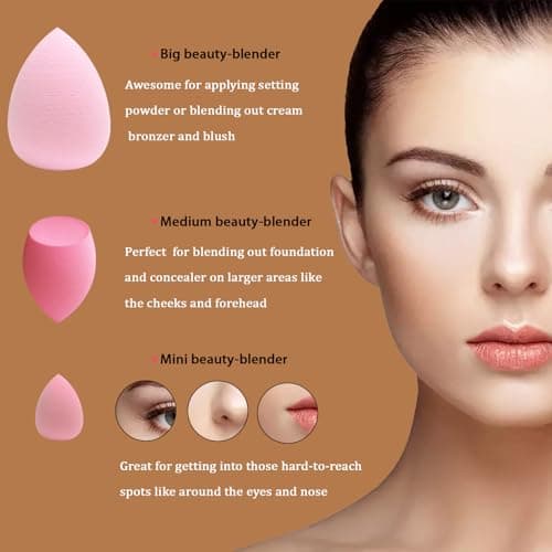 15 pcs Beauty blender Makeup Sponge Bulk:Blender Sponges 15 Pcs for Liquid, Cream, and Powder, Multi-colored Pink make up sponges for foundation