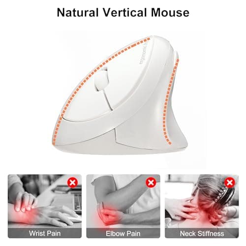 SANWA 2.4G Wireless Ergonomic Mouse White, Vertical Optical Ergo Mouse Small Hands, Cordless Mice for Wrist Pain, 800/1200/1600 DPI, 5 Buttons, Compatible Mac, Windows, PC, Desktop
