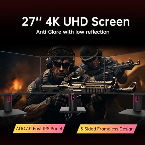 27" 4K UHD 144Hz Gaming Monitor - Fast IPS Panel 160Hz 1ms GTG, HDR400 132% sRGB, HDMI2.1/DP1.4, VESA Mount, Height/Tilt/Pivot/Swivel Stand, Vertical Monitor Ideal for Gamers, Designers
