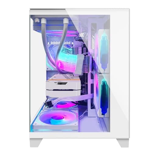Panorama Gaming PC Desktop Computer - AMD Ryzen 7 5700G 3.8 GHz, RTX 4060 8GB, 32GB DDR4 RAM 3200, 1TB M.2 PCIE + 1TB SATA SSD, 650W PSU, 240mm AIO, Windows 11 Pro 64-bit, White
