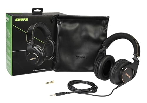 Shure SRH840A Over-Ear Wired Headphones for Critical Listening & Monitoring, Professional Headset, Tailored Frequency Response, Superior Detailed Sound, Adjustable & Collapsible Design - 2022 Version