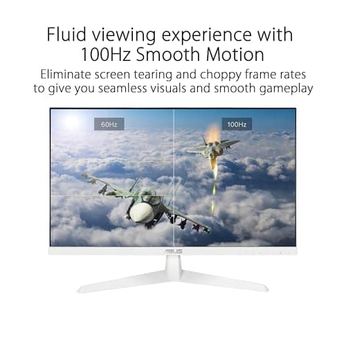 ASUS Eye Care 23.8” 1080P Gaming Monitor (VY249HF-W) – Full HD, IPS, 100Hz, IPS, SmoothMotion, 1ms, Adaptive Sync, Eye Care Plus Technology, Blue Light Filter, Flicker Free, 3 yr Warranty