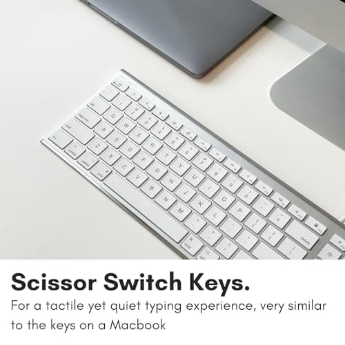 Macally Ultra Slim USB Wired Computer Keyboard - Compatible Apple Keyboard or Windows - Full Size with 20 Mac Keyboard Keys -with Numeric Keypad - Silver Aluminum Finish