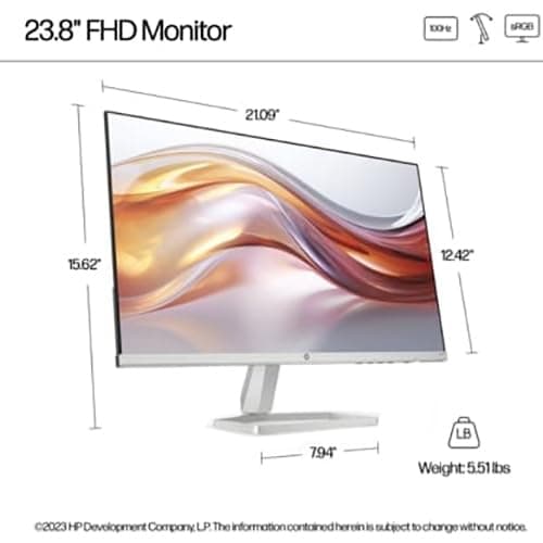 HP 524sf Series 5 24" FHD 1920x1080 IPS Monitor, 100Hz, 99% sRGB, 1500:1, 5ms, Black/Silver (2024 Model)…