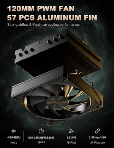 upHere Low Profile CPU Cooler Φ6mm*6 Low Profile Cooler 120mm Fan Low Profile CPU Cooler AM4 Compatible with AM5/Intel LGA 2011/2066(X79/X99)/1851/1700/1200/1150/1121/1155/1156/1366/1356/AM3/AM2/AM3+