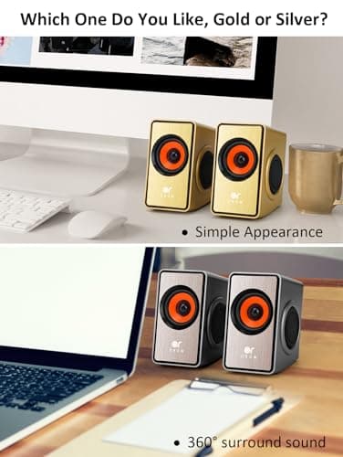 OROW Computer Speakers,12W Mini Desktop Speaker with Volume Control, 3.5mm AUX Speaker, USB Powered Laptop Speakers,Great for PC/Monitor/mac/iMac/Projector(S206)