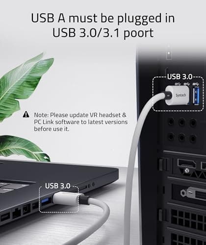 Syntech Link Cable 16FT for PCVR Compatible with Oculus/Quest 3/Meta Quest 3S, Quest2/Pro/Pico 4/Ultra Accessories and PC/SteamVR, High Speed PC Data Transfer, USB 3.0 to USB C Cable for VR Headset