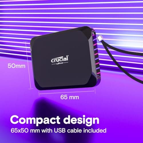 Crucial X9 2TB Portable SSD, Up to 1050MB/s, USB 3.2 USB-C, External Solid State Drive, Compatible with Windows, Mac, & Android, Reliable Storage for Games, Files, & Backups, Black - CT2000X9SSD902