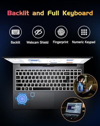 NIMO 15.6 IPS FHD-Student-Laptop, 16GB RAM 1TB SSD Intel Pentium Quad-Core N100 Backlit Keyboard Fingerprint (Beat to i3-1115G4, Up to 3.4GHz) Computer with WiFi 6 Numpad Win 11 Silver