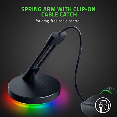 Razer Gaming Mouse Bungee V3 Chroma: Drag-Free Wired Mouse Support - for Esports-Level Performance - Weighted Base - Anti-Slip Feet - Classic Black