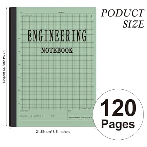 Motiskyy Engineering Notebook 120 Pages Grid Format 8.5" x 11" Paperback Graph Paper Composition Notebook Graph Notepads For Engineer Teacher Architect Designer Scientist (Green,10 Pcs)